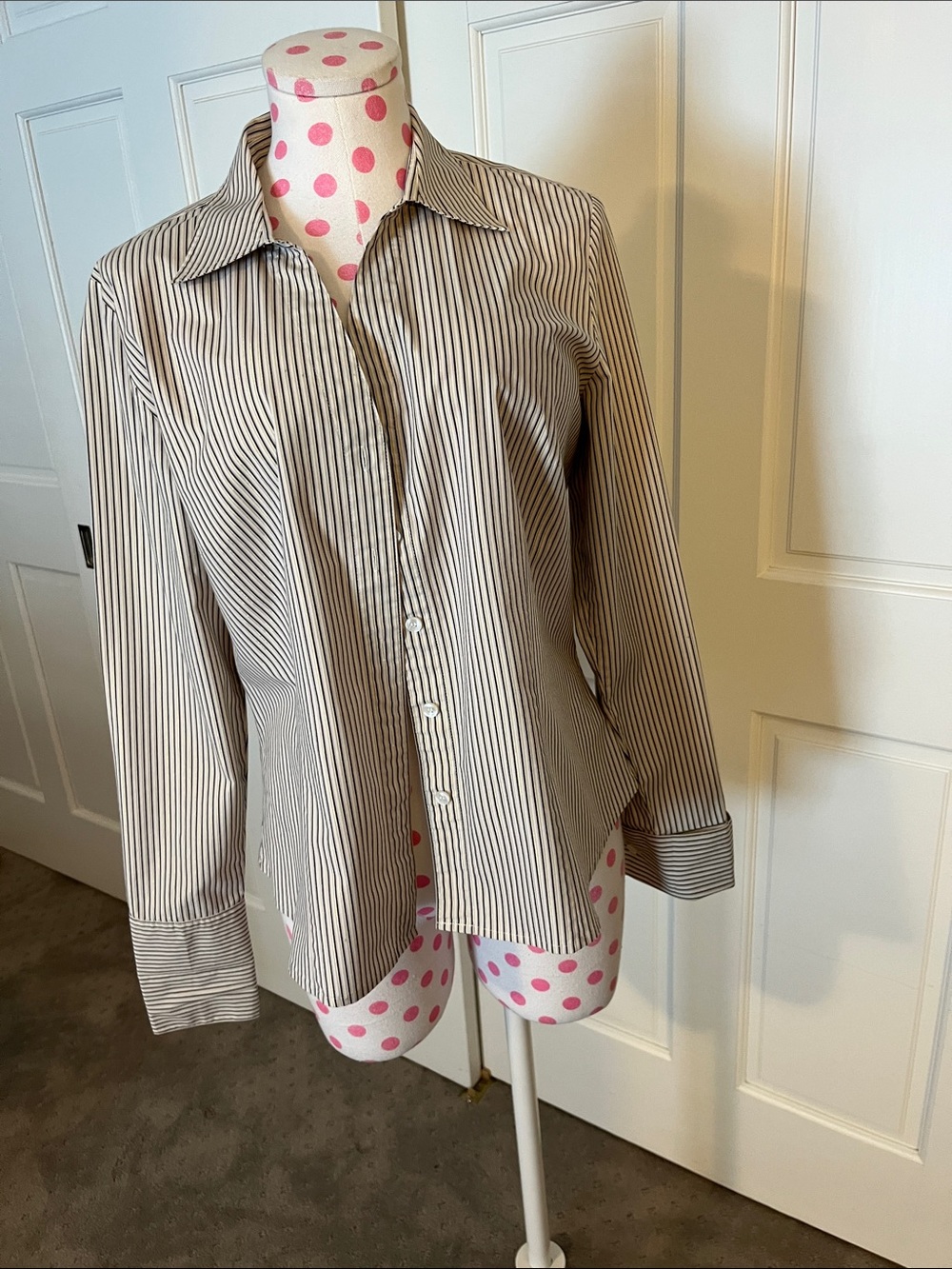 Style & Co. Black and White Striped Button-Down Blouse